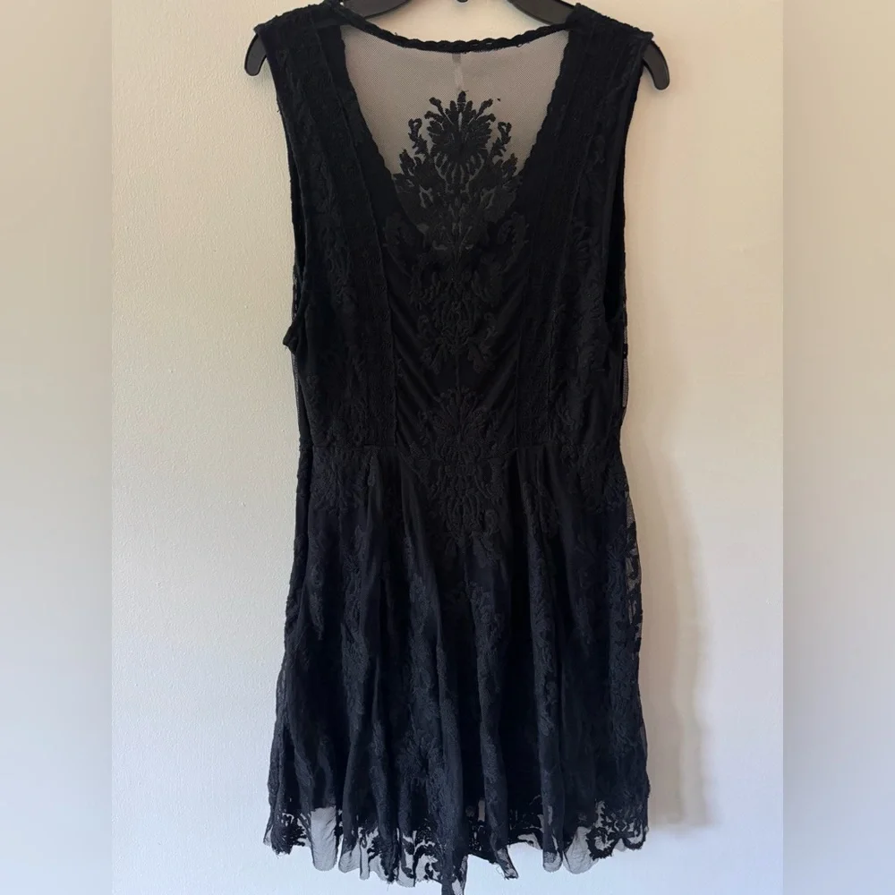 Free People Embroidered Mesh Reign Over Me Dress in Black Womens Size 8